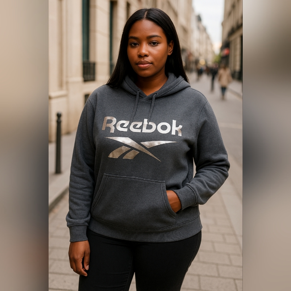 Plus Size Shine Fleece Reebok Hooded Sweatshirt 1X Hoodie